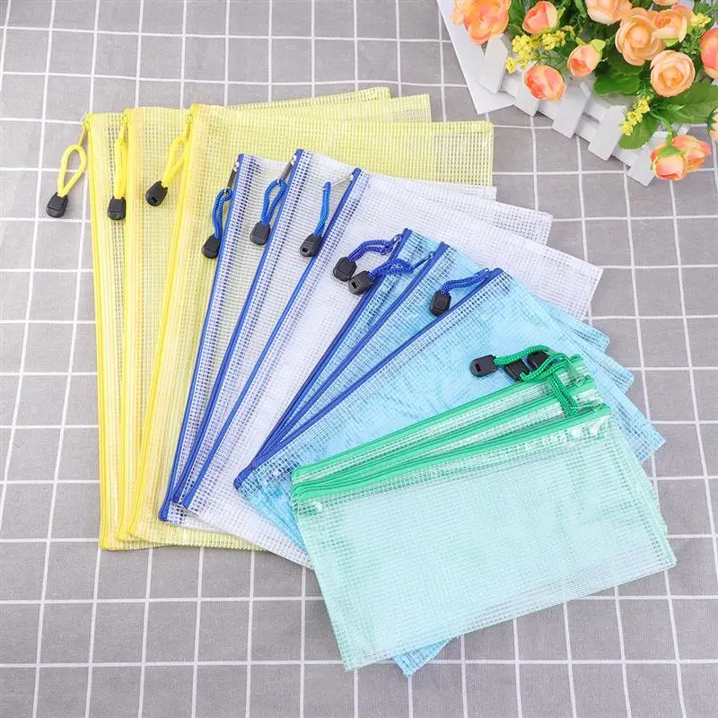 12 шт. сумки на молнии для файлов Контрактная сумка хранения прозрачные сетчатые