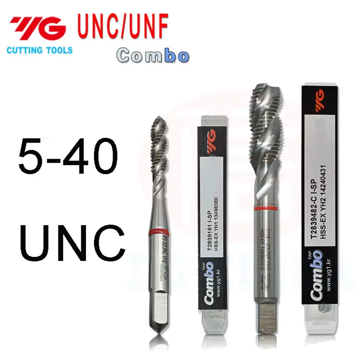 5-40 UNC YG-COMBO T2839 1/2 1/4 3/4 3/8 5/8 5/16 5 6 7/8 13 20 16 24 28 UNF UNC Спираль Флейта Tap режущие инструменты краны - Цвет: 5-40 UNC
