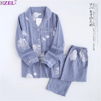 fresh maple leaf pajama sets women 100 gauze cotton long sleeve casual sleepwear women pyjama pijamas para mujer