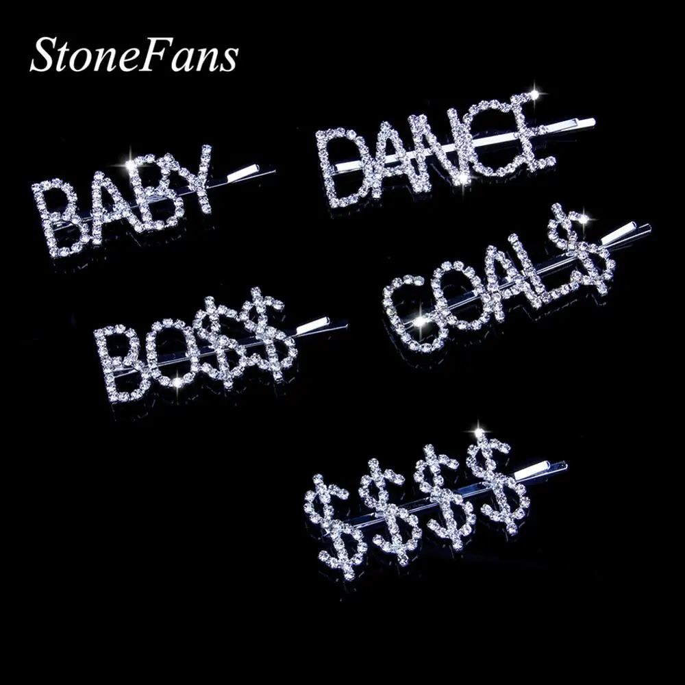 StoneFans 2019 горячие модные заколки для волос с надписью|Украшения волос| |