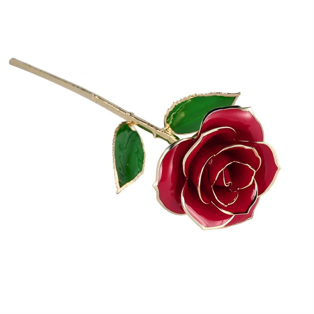 Love Forever Long Stem Золотая фольга Отделка Красная роза цветок лучший подарок на день