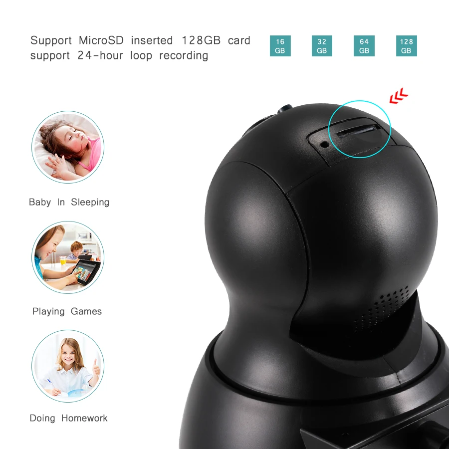 Домашняя умная камера 720P панорамная ночного видения 360 Угол двухсторонняя аудио