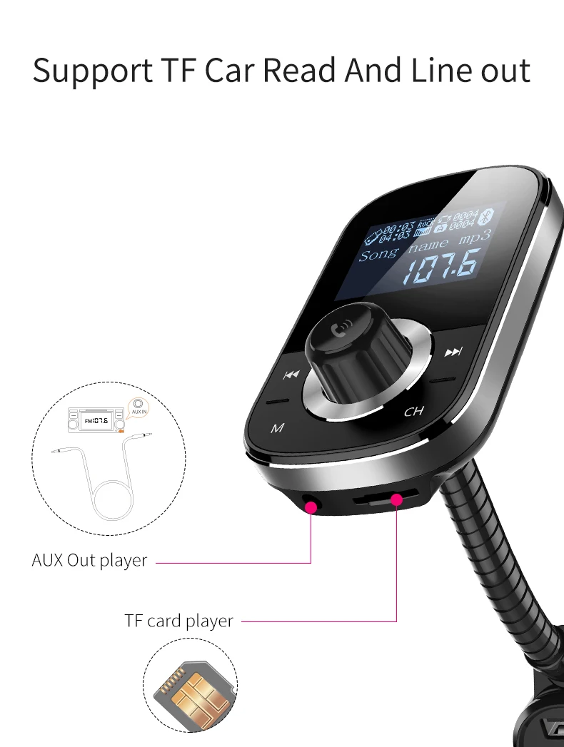 KORSEED FM передатчик модулятор QC3.0 быстрое зарядное устройство двойной USB TF Carddab передатчик для автомобиля Радио Bluetooth громкой связи комплект