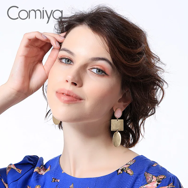 Comiya Висячие серьги для женщин Золотой цветной цинк сплав геометрические