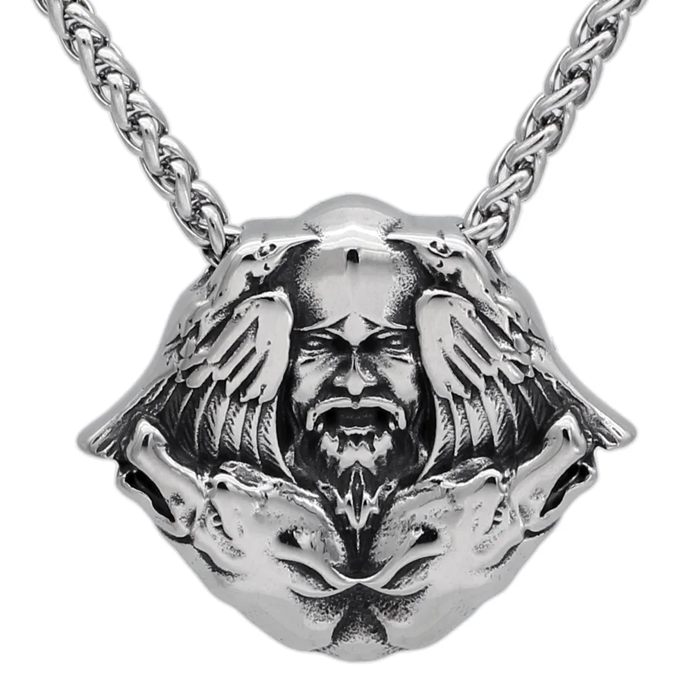 Мужские из Нержавеющей Стали норвежский викинг odin волк Ворон скандинавский