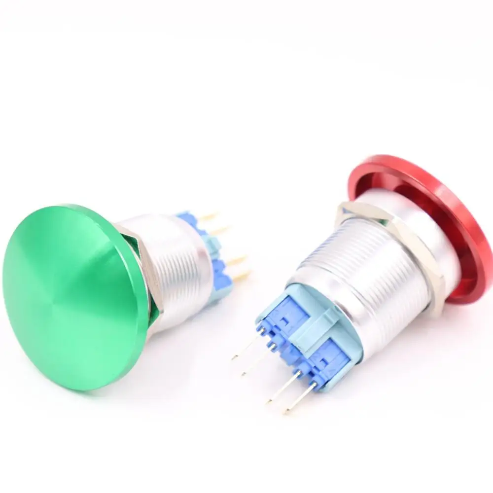 22 мм металлический алюминиевый выключатель Кнопка аварийной остановки кнопка водонепроницаемый переключатель мгновенный 1NO 1NC 22 мг/л. Ф. С