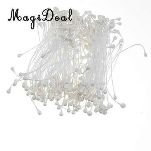 MagiDeal 150 штук жемчужные Двойные наконечники цветочные тычинки перламутровые