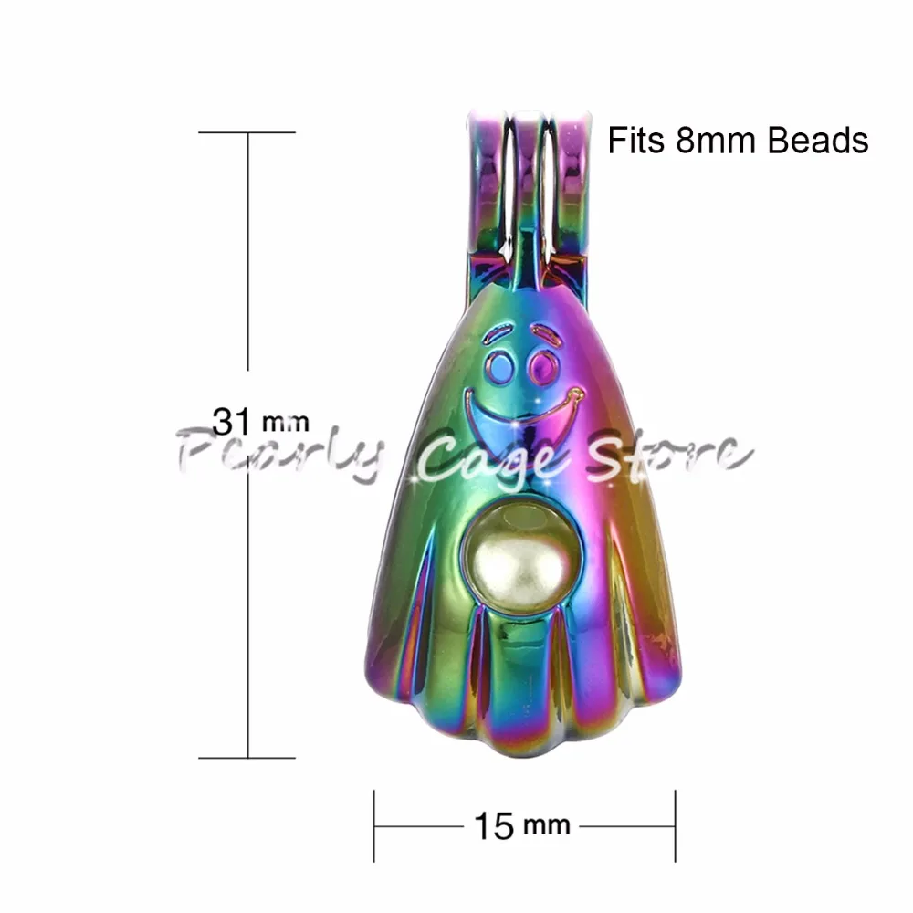 5 шт. Радужный цвет Хэллоуин призрак жемчужные бусины клетка эфирное масло