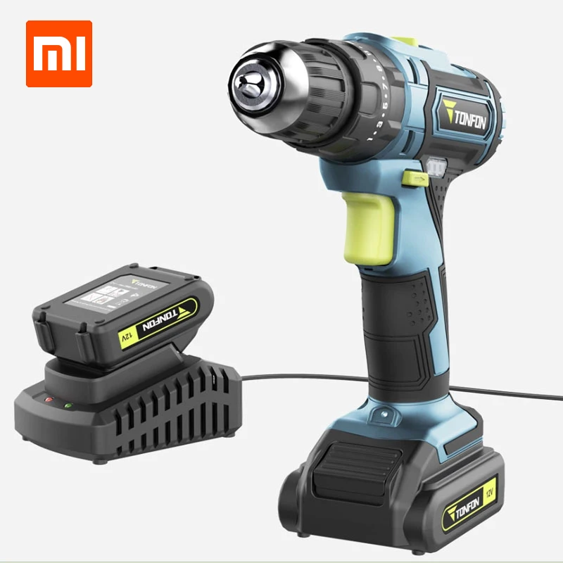 Xiaomi Ecological Chain Tonfon Wireless Electric Cordless Drill Impact Power Driver 12V 1200mAh Battery 2-Speed EU Adapter | Электроника