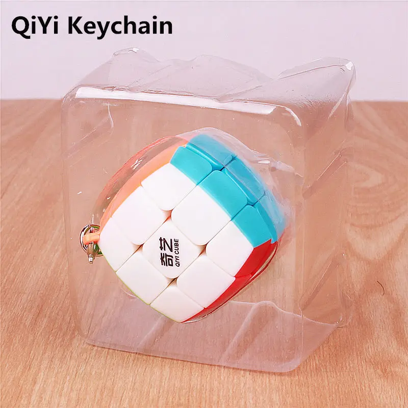 Qiyi-llavero de cubo m&aacute;gico de 3cm, Mini llavero de velocidad 3x3x3, pegatina de cubo m&aacute;gico sin giro, rompecabezas, juguete para regalo, llavero inteligente, decoraci&oacute;n Linda-2