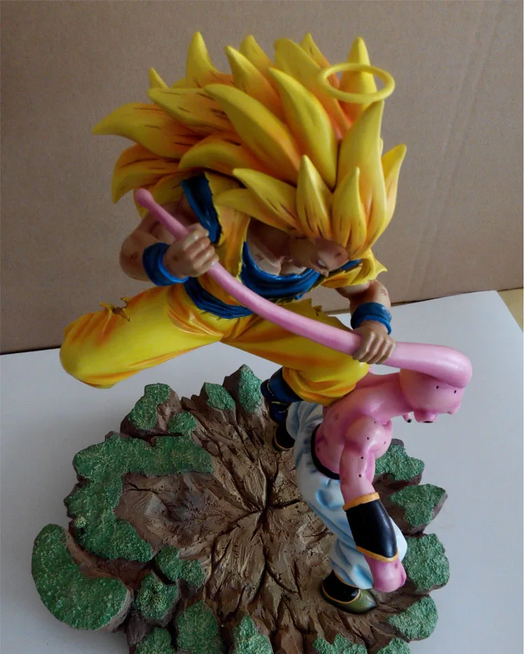 Комиксов клуб Dragon Ball Z 32 см Супер Саян 3 Гоку Против Зловещих Малый Majin Буу GK смолы фигурку игрушка для коллекции