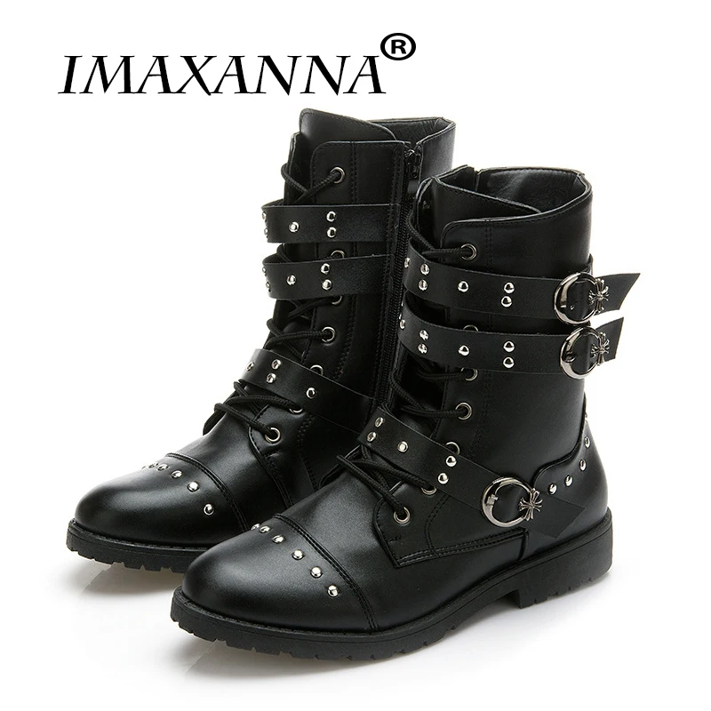 IMAXANNA/армейские ботинки; мужские военные кожаные армейские ботинки с металлической пряжкой; мужские панк-сапоги для езды на мотоцикле; Мужская обувь в стиле рок; Zapatillas Deprtivas