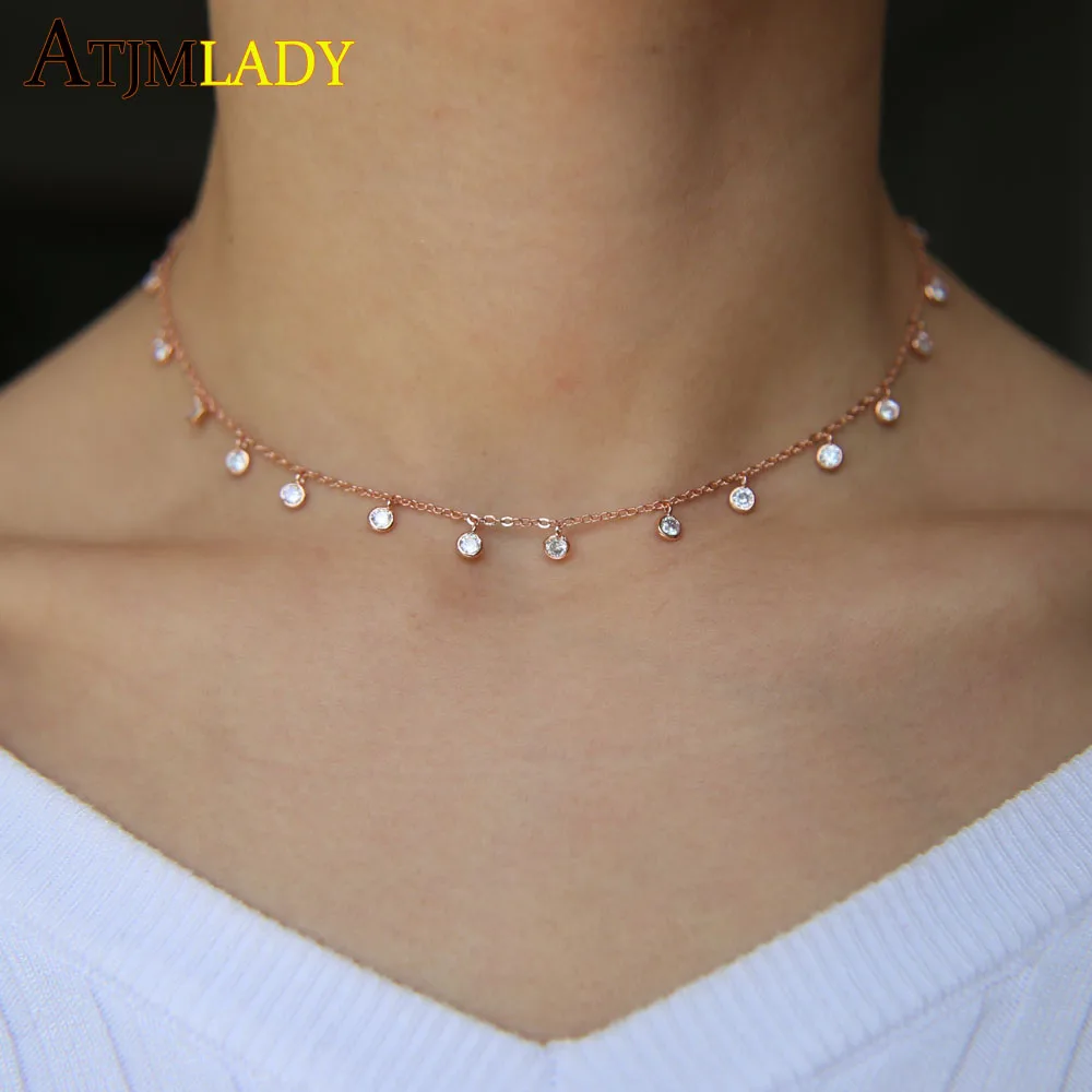 Ожерелье женское Короткое из фианита 32 + 8 см|link chain|short necklacenecklace layer |