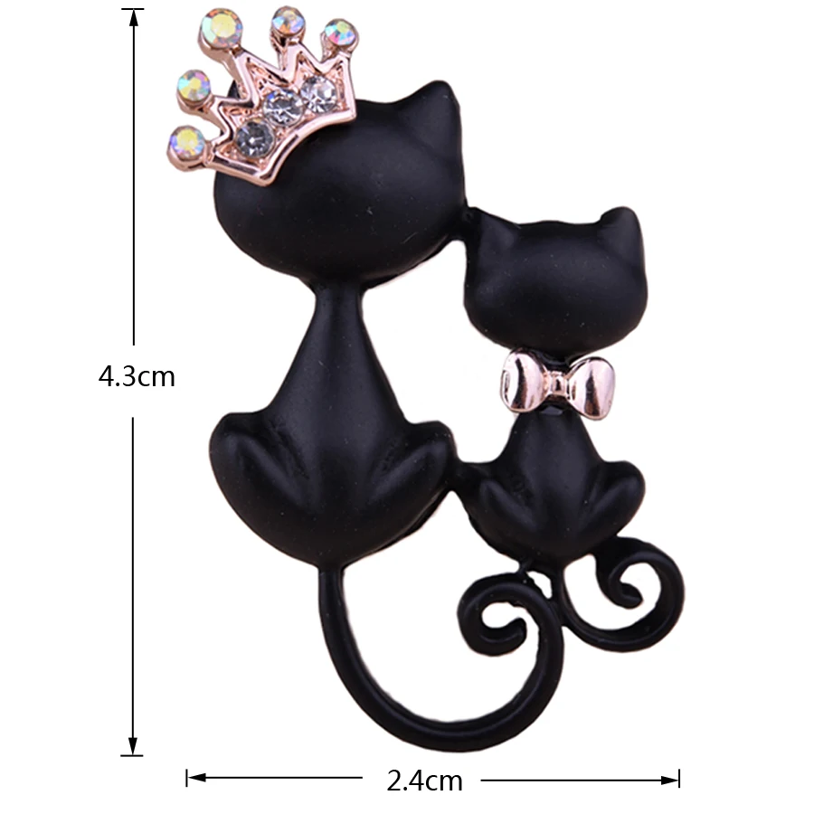 Милая пара кошек с короной королевы бруш горный хрусталь животных Броши для