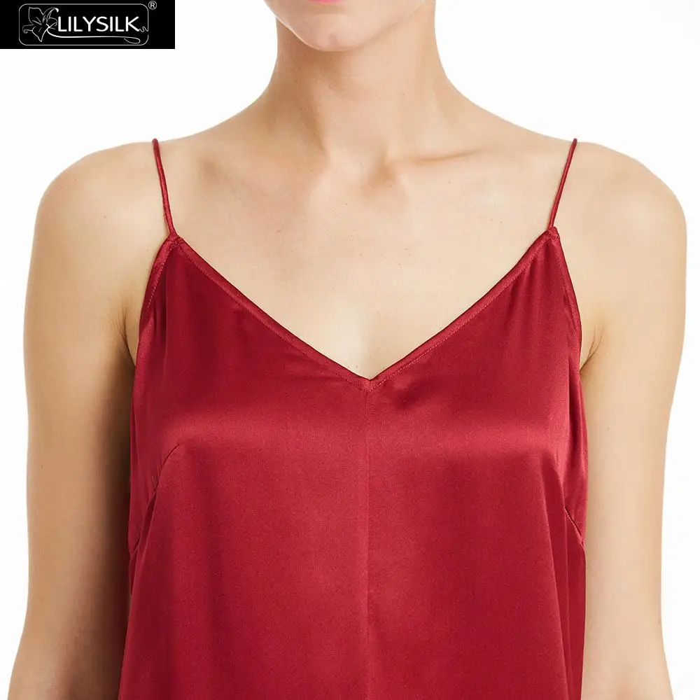 LILYSILK платье женская одежда женские летние шелковые Cami 22 мм Бордовый Партии