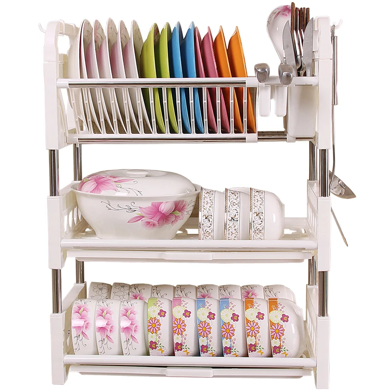 Трехуровневая сушилка для посуды бытовая кухонная стойка сливная раковина шкаф