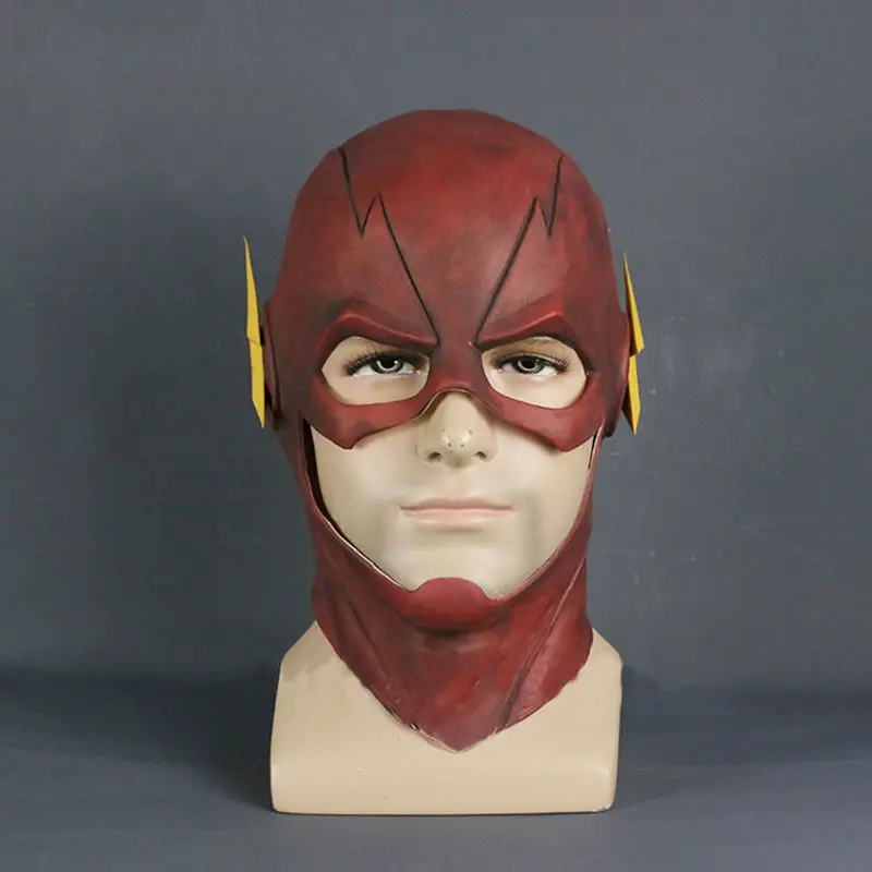 The Flash Mask DC Barry Allen Mask Cosplay Costume Prop Halloween Red Full Head Latex Party Masks Adult