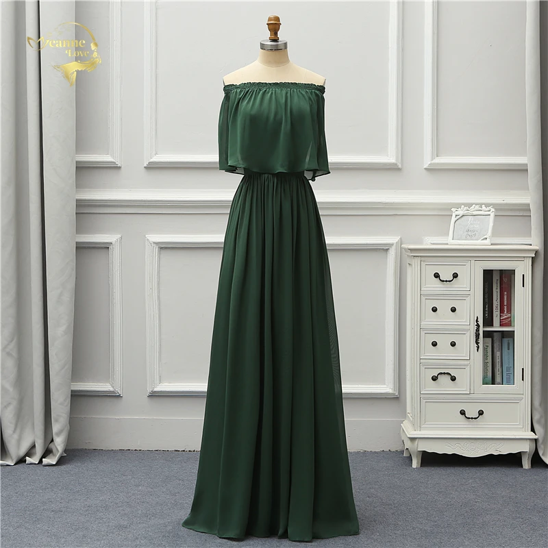 

Женское вечернее платье с открытыми плечами Jeanne Love, длинное вечернее платье зеленого цвета, модель 2020