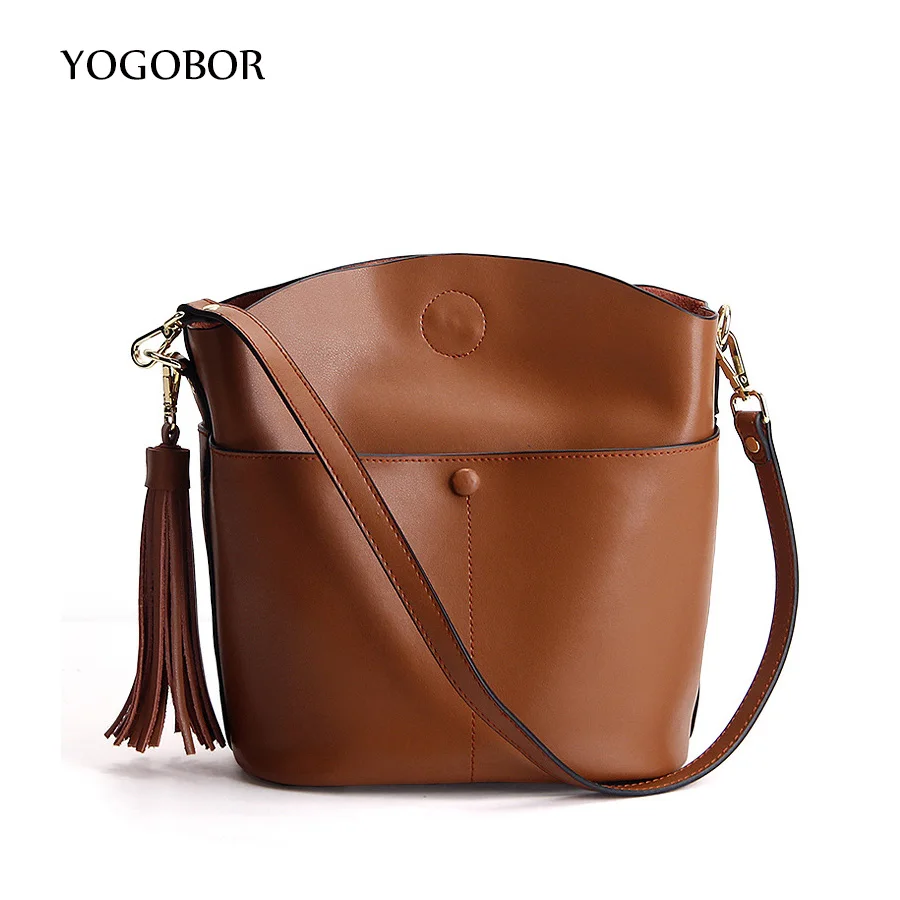 YOGOBOR Моды Случайные Прочистки Женщины Ведро Сумки Сплит Кожа Твердые Женщин Топ