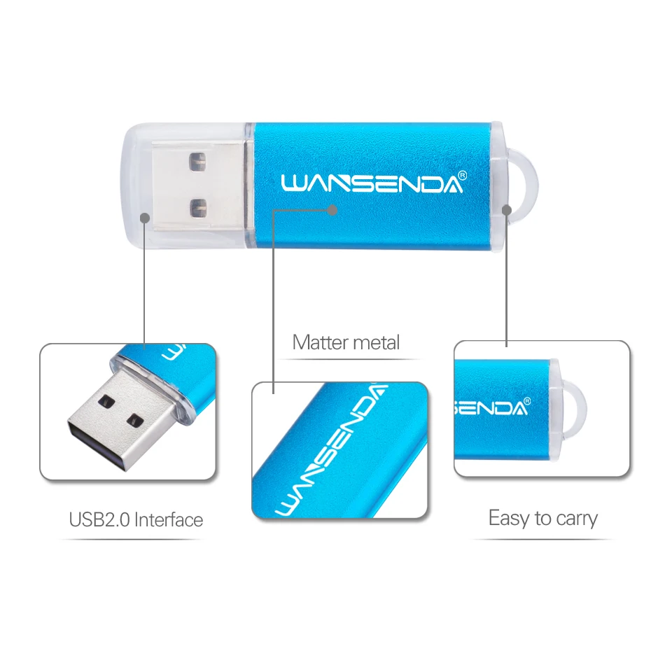WANSENDA металлический USB флеш накопитель 128 ГБ 4 8 16 32 64 256 ГБ|USB флэш-накопители| |
