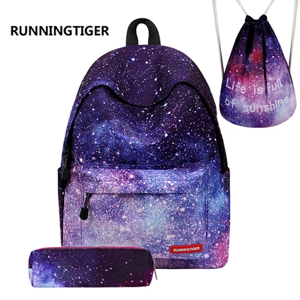 01 RUNNINGTIGER, женский рюкзак, школьные сумки для девочек, рюкзак с принтом, Mochila, школьные рюкзаки для девочек-подростков, 3 шт. в комплекте, Mochila - Цвет: 01
