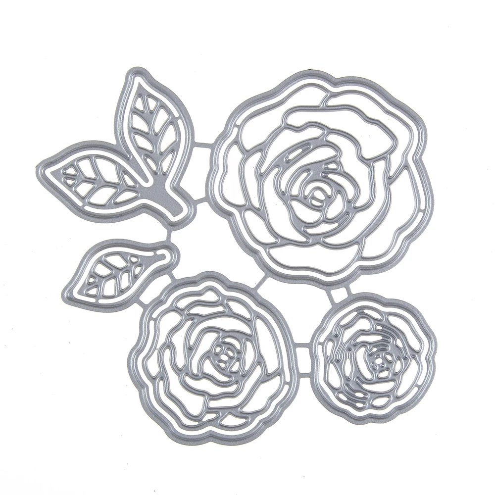 Цветы Листья металла резки штампы корсаж розы Шаблон зеркало Трафарет DIY