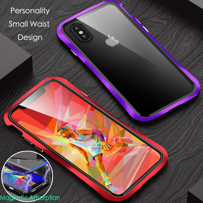 Для iPhone X XS MAX XR Магнитный адсорбционный чехол маленькая Талия Алюминиевый