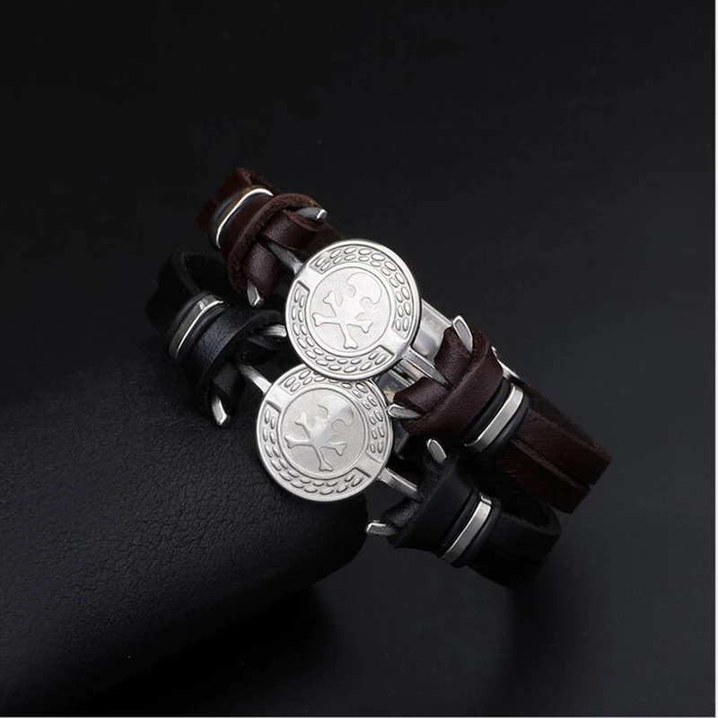Wristhand Bracelet Stainless Steel Boat Anchor Skeleton Genuine Leather Men Pulseras Muje Feminina bracciali uomo | Украшения и