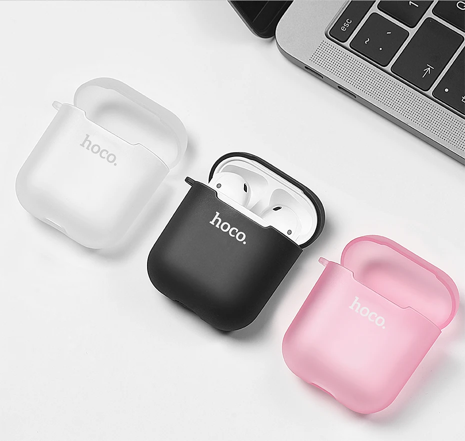 HOCO чехол из термополиуретана и силикона для Airpods Bluetooth беспроводной Чехол для наушников Защитный чехол для Airpods Apple зарядная коробка