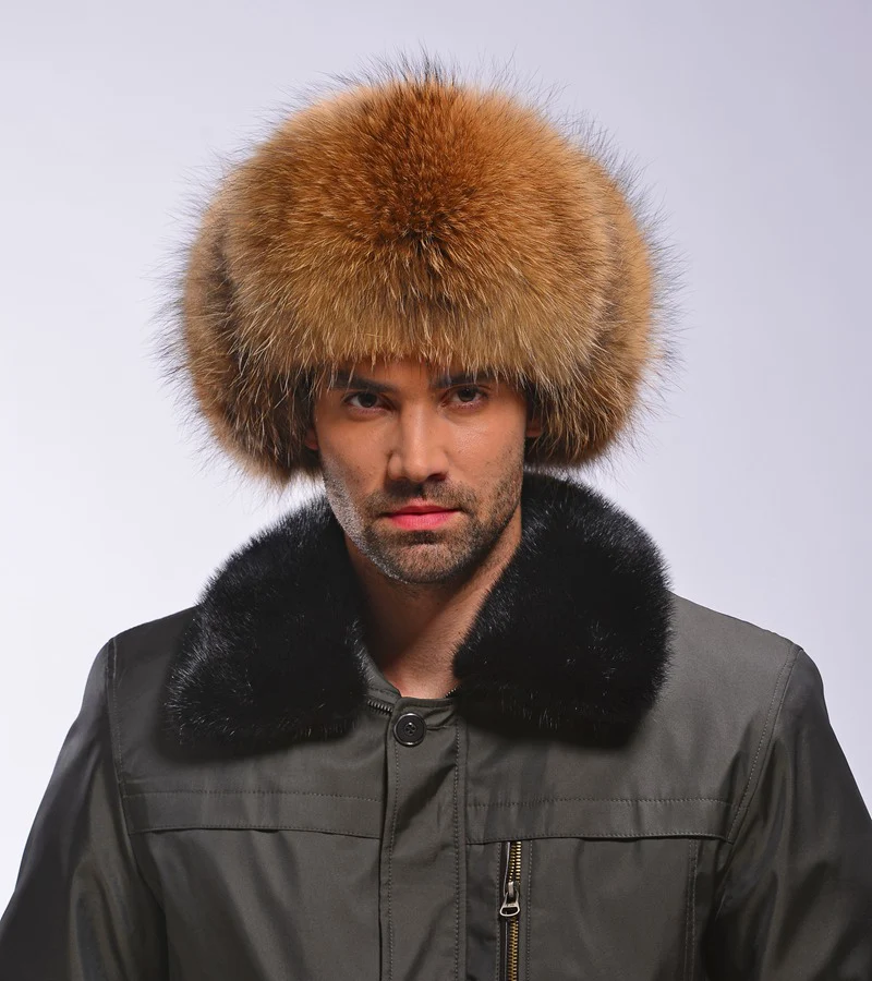 Шапка бомбер мужская из натурального меха енота на зиму 2017|fur hat men|bomber hatmens bomber |