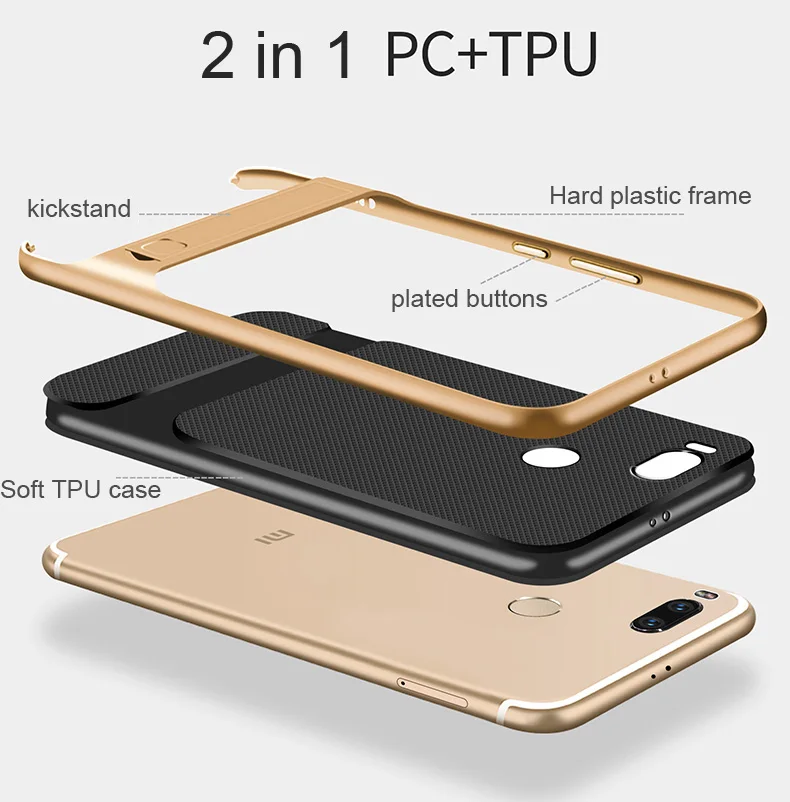 Stand Holder Kickstand Case for Xiaomi Mi5X Mi A1 Hybrid Slim Armor Protector Cover |