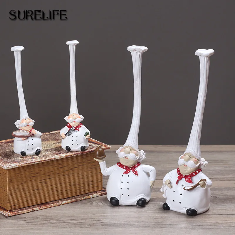 

2 шт. высокое качество шеф-повара Кухня Декор Смола Модель Набор статуэтки украшение статуэтка