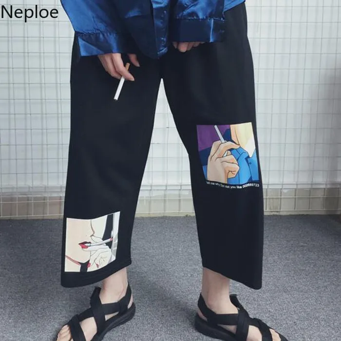 Neploe, свободная Японская уличная одежда, широкие штаны, брюки с графическим принтом,, летние прямые штаны в стиле Prepple 38485