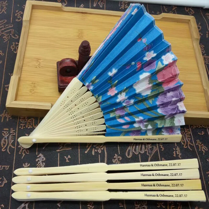 150 персонализированные свадебный веер из шелка складной поддержки широкого