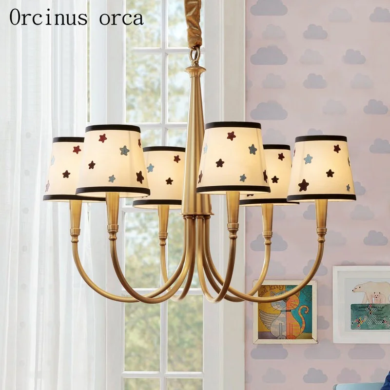 

American style simple copper pendant lamp children's room bedroom Nordic creative personality pendant lamp free shipping