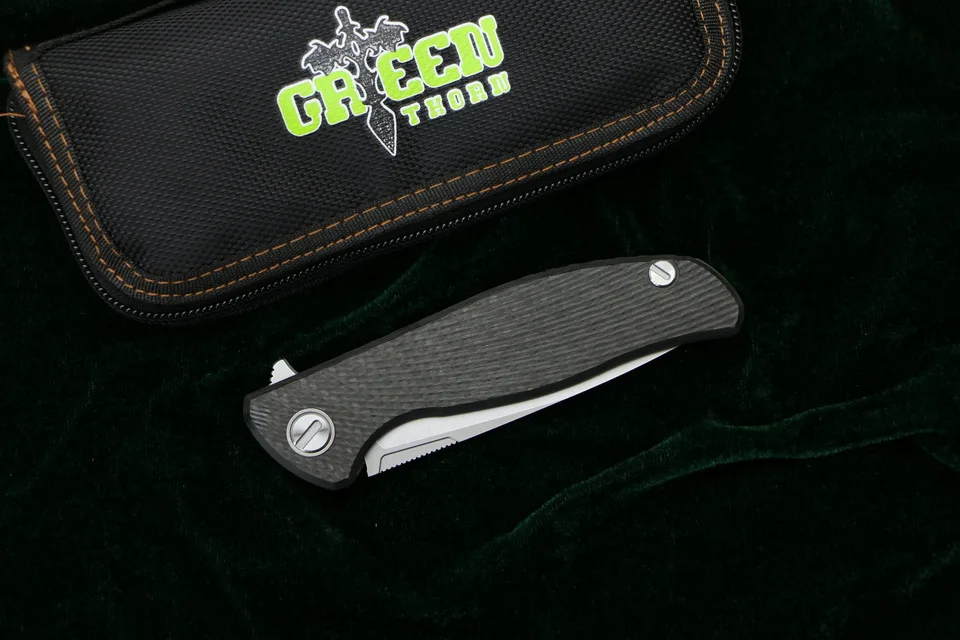 Зеленый thorn hati 95 складной нож D2 лезвие титановый подшипник CF 3D Ручка походные