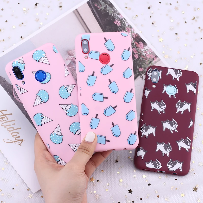 

For Huawei Honor Mate 10 20 Nova P20 P30 P40 P Smart Ice Cream Pug Puppies Cartoon Candy Silicone Phone Case Cover Capa Fundas