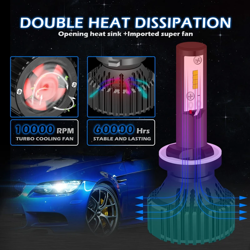 Светодиодная лампа TUINCYN H27 880 881 для автомобильных фар 6500 К белого цвета H27W/2