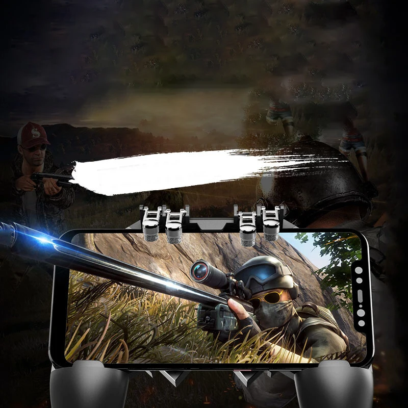Мобильный игровой контроллер шесть пальцев все-в-одном PUBG огненная Кнопка Джойстик Геймпад L1 R1 PUBG триггер для IPhone Android