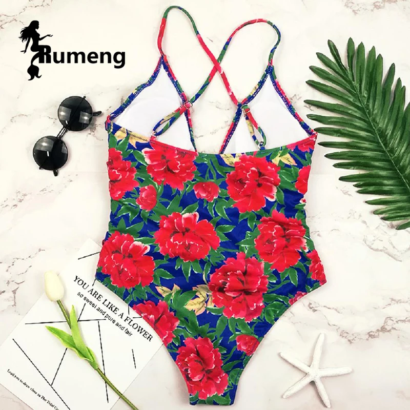 RUMENG New 2018 One-pieces Swimsuit Printed | Спорт и развлечения