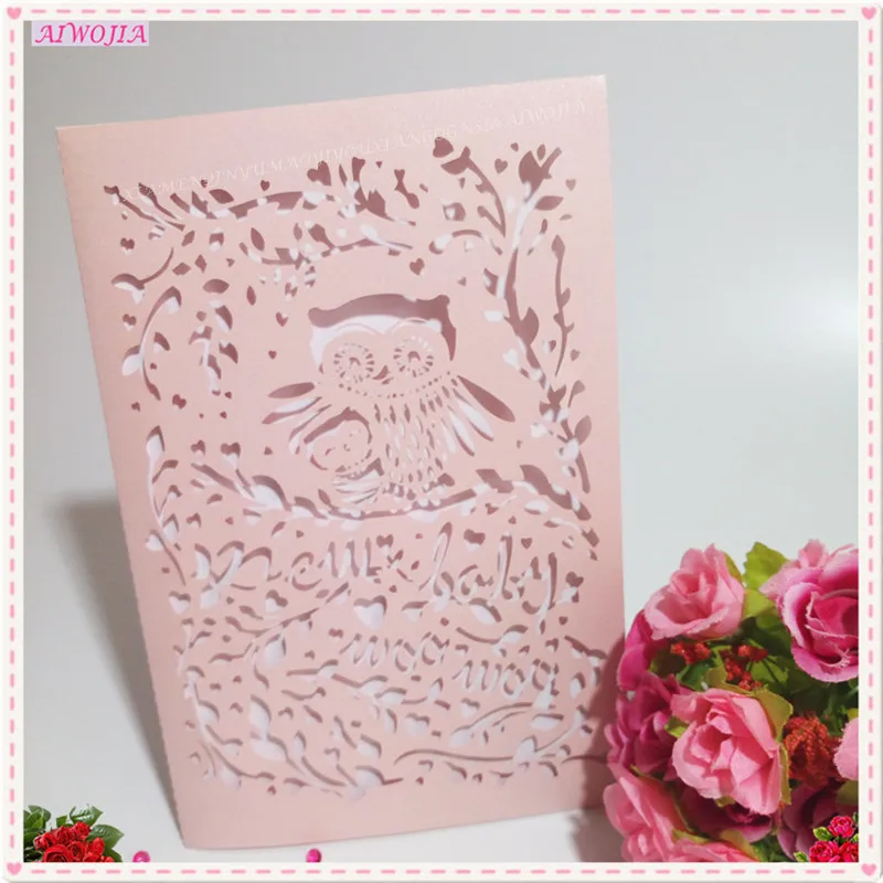 30pcs Laser Cut Wedding Invitation Card Flower and owl Paper Decoration 7ZSH187 | Дом и сад