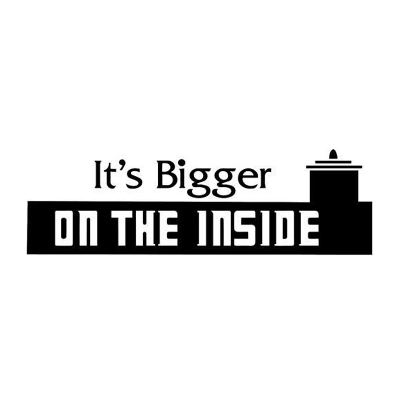 

It's Bigger On The Inside Home Decor Car Truck Window Decal Sticker Car Accessories Motorcycle Helmet Car Styling Car Sticker
