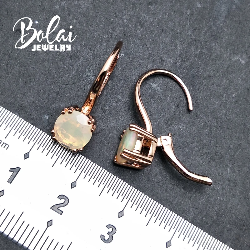 Bolaijewelry новый продукт натуральный опал драгоценный камень застежка серьги
