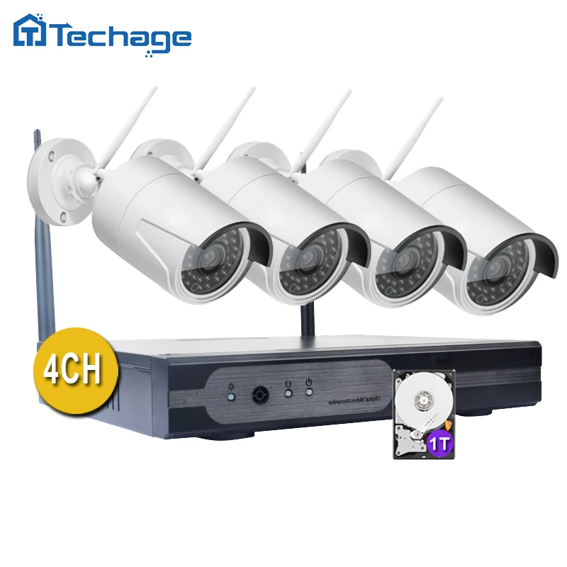 Подключи и Играй 4CH Беспроводной NVR WI-FI Системы ВИДЕОНАБЛЮДЕНИЯ P2P 4 шт. 1080 P 3000TVL 2.0MP