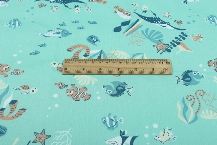 Хлопчатобумажная ткань с принтом клоуна рыбы для шитья Детские платья девочек