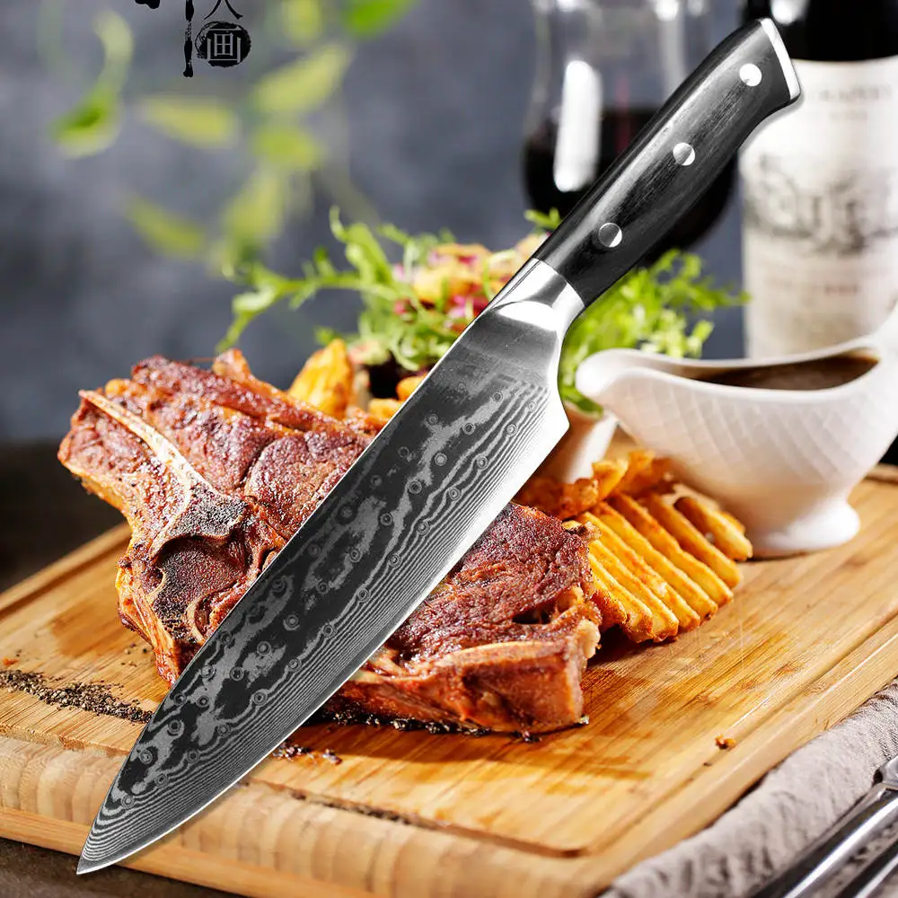 chef knife XITUO Nakiri Кливер Ножи " дюймов 67 слой VG10 японской дамасской Сталь шеф-повара Ножи овощей для сервировки торта утилита Кухня инструмент - Цвет: chef knife