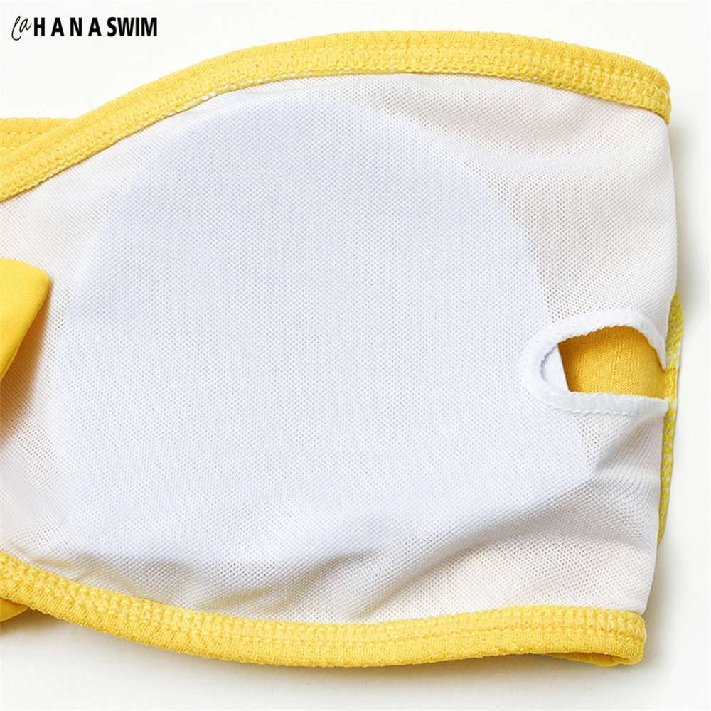 

Newest Sexy Tie Knot Bikiny Strapless Bikinis Set Solid Swimming Suit For Women High Waist Bikini Amarillo 2019 Bathing Suit