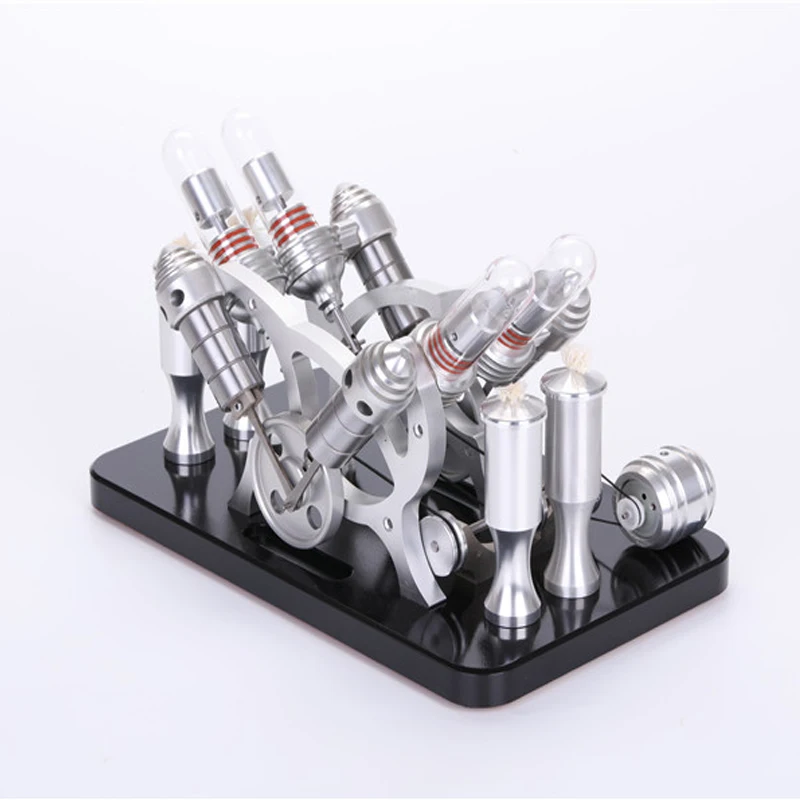 Фото Can be powered by V4 Sterling engine electric machine 4-cylinder Stirling model micro generator Can be powered by V4 Sterling engine electric machine 4-cylinder Stirling model micro generator