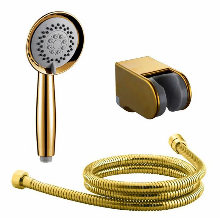 3 Function High Quality Gold Plated Hand Held Shower Head Hose and Bracket Holder Antique Gold Sprayer Multifunction Function TH