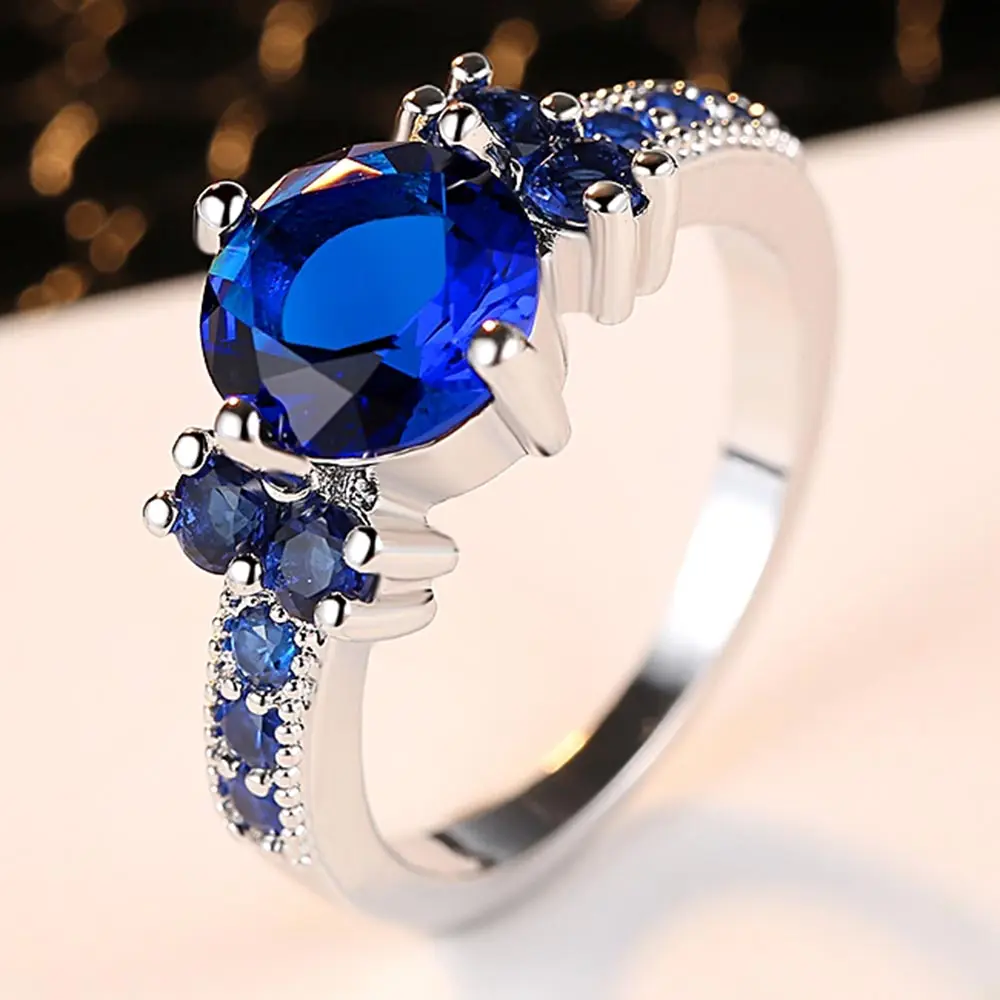 Women's 10KT Rhodium Filled Ring with AAAA Zirconia, Round Cut Ladies Fashion Jewelry for Party and Anniversary Gift image 2